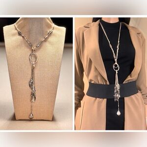 Boho Silver Tone Statement Tassel Necklace